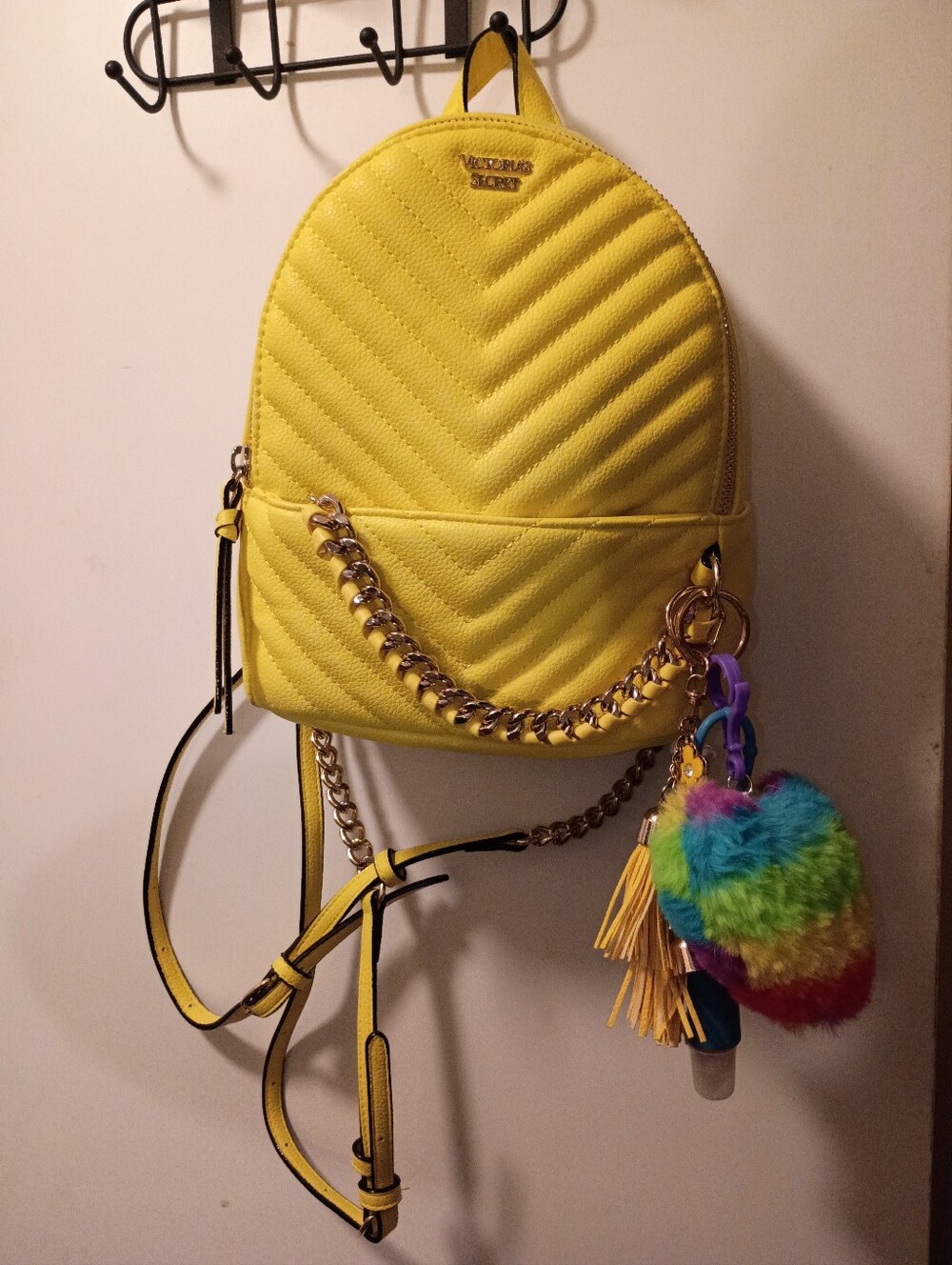 Yellow Victorias Secret Mini Backpack Purse Handbag